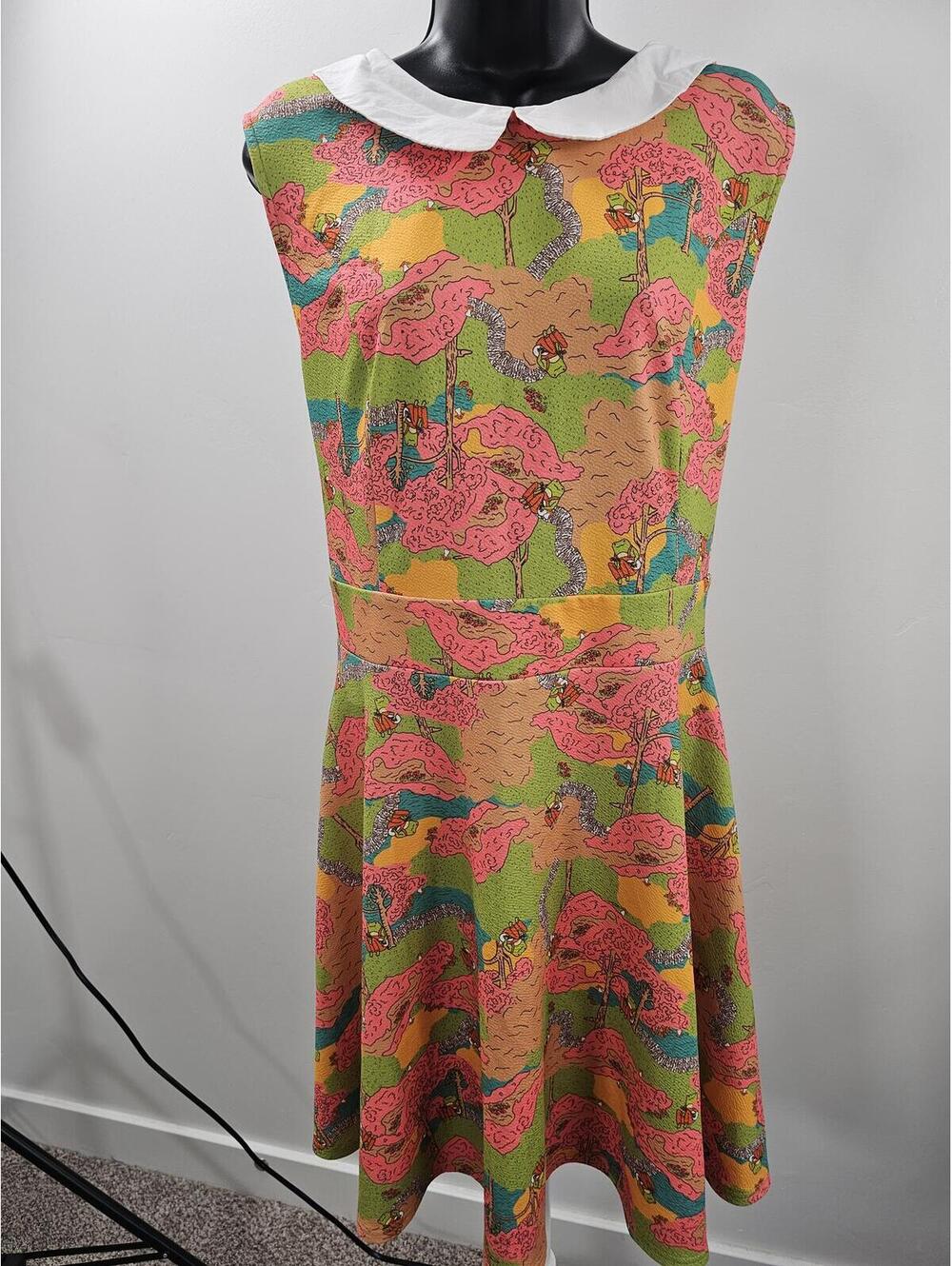 Smak Parlour Whimsical Frog Dress w/ Peter Pan Collar 4X